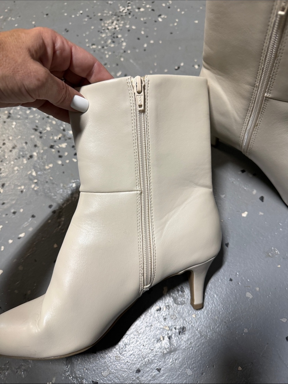 Dolce Vita Cream Pointed Toe Mid-Calf Heeled Boots - Picture 5 of 8